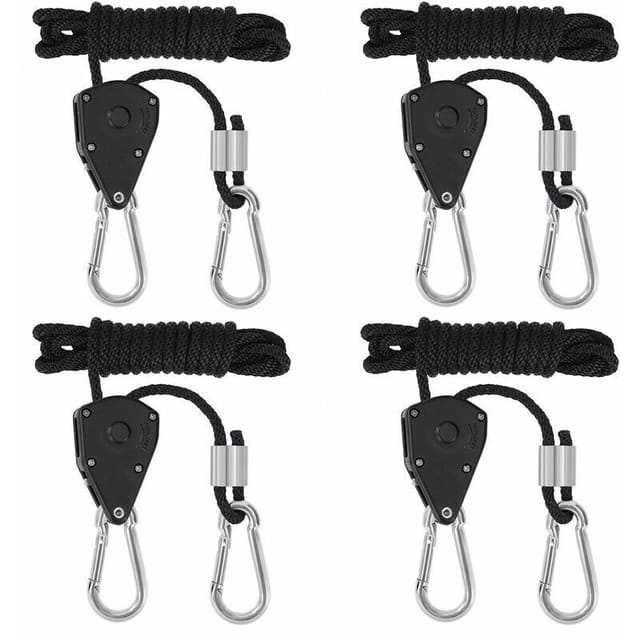 Fliti Verstellbarer Ratschenspanner 180 Cm – 2er-pack Mit 4,7 Mm (1/8″) Nylonseil, Max. Belastung 68 Kg, Ideal Für Pflanzenlampen