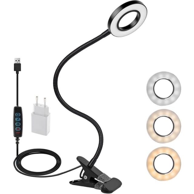 Fliti 360° Verstellbare Led-klemmleuchte – 3 Modi & 10 Helligkeitsstufen – 12 W, Inklusive Ce-adapter – Schwarz