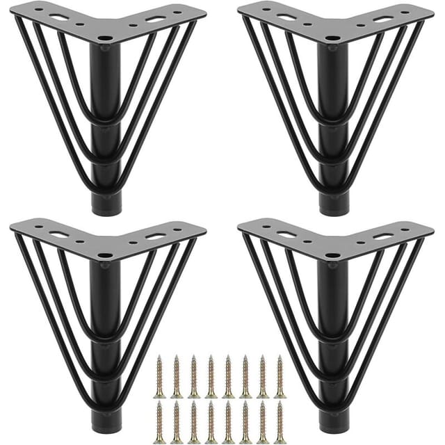 Fliti Möbelfüße Aus Schwarzem Metall – 4er-set, 15 Cm Hoch, Dreieckige Form, Für Sofa, Bett, Tisch Oder Schrank