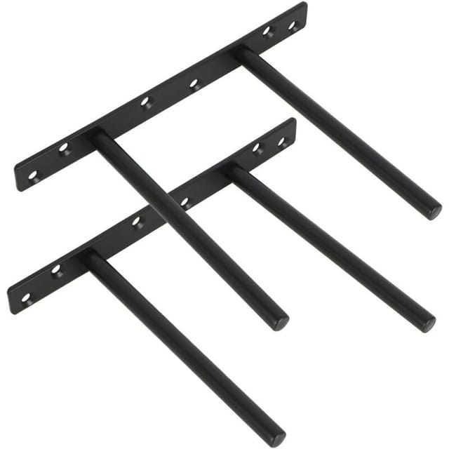 Fliti Unsichtbare Wandregalhalterungen Aus Schwarzem Edelstahl – 2er-set (200 X 150 Mm) – Unauffällige Wandmontage