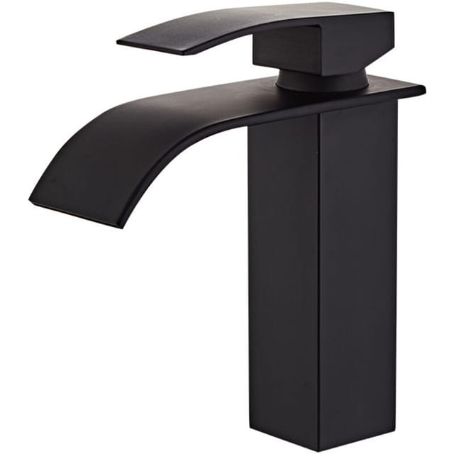Flitinet Wasserfall-waschtischarmatur In Schwarz Mit Einhebelmischer – Chrom-finish, Kompatibel Mit Integrierten Waschbecken Und Modernen Badmöbeln
