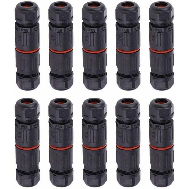 Fliti Ip68 Wasserdichter Stecker Für Elektrokabel – 10 Stück, 3-poliger Buchsenstecker, Für Den Außenbereich, Wasser- Und Staubbeständig