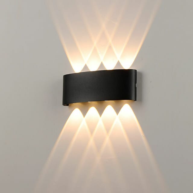 Fliti 8w Led-wandleuchte Aus Schwarzem Aluminium, Verstellbare Auf- Und Abwärtsbeleuchtung Für Wohnzimmer, Schlafzimmer Oder Flur – Fonepro