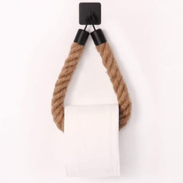Fliti Toilettenpapierhalter Aus Natürlichem Hanfseil – Designer-wandhalter, Schwarz, 3er-set