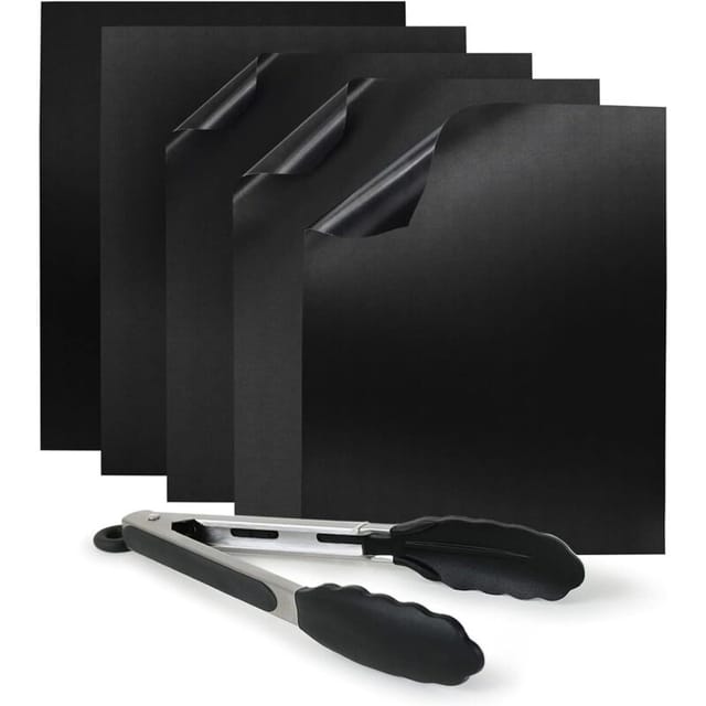 Fliti Antihaft-kochmatten Für Grill Und Backofen – Set Mit 5 Rechteckigen Matten (40 X 30 Cm) Mit Strapazierfähiger Teflonbeschichtung