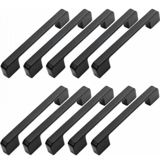Fliti Möbelgriffe Aus Schwarzem Aluminium, 128 Mm – 10er-pack Für Moderne Schränke Und Schubladen – Inklusive Schrauben