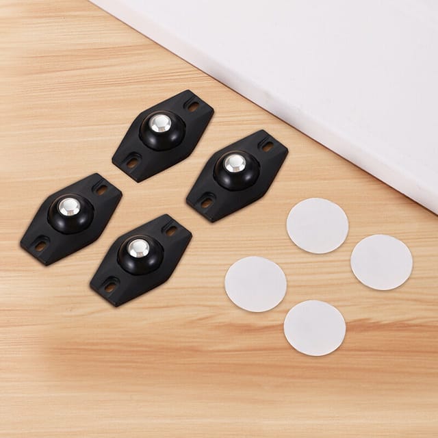 Fliti Miniatur-möbelroller Zum Kleben – 4er-set, Schwarzer Stahl, 360°-drehung, Kugellager, Universell Und Schwenkbar