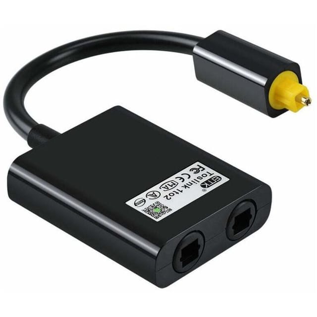 Fliti Digitaler Optischer Audioadapter 1 Auf 2 Kanäle, Schwarzer Glasfaser-splitter  – 1 Stück