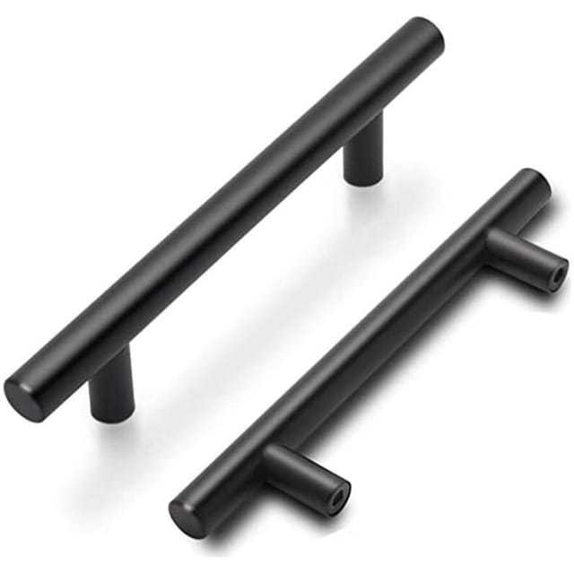 Fliti Küchenschrankgriffe, Schwarz – 15-teiliges Set Aus Gebürstetem Edelstahl, 96 Mm Lochabstand, Modell Ls201bk96