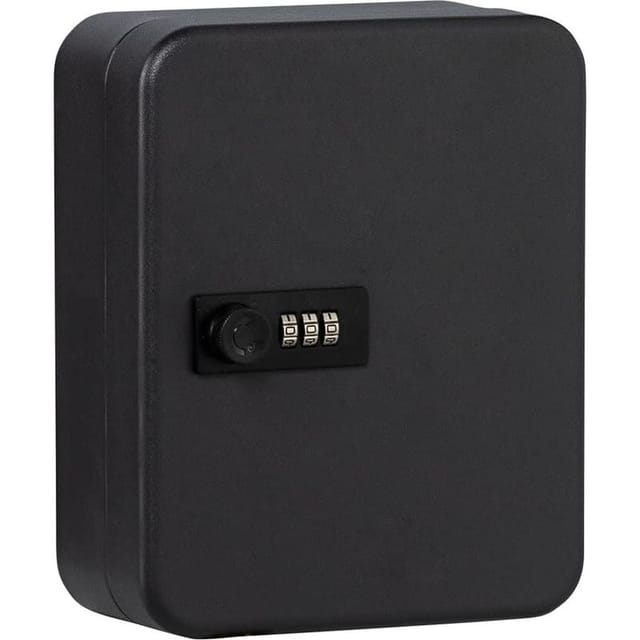 Fliti Schlüsselschrank Mit Digitalem Code – 20 Haken Aus Mattschwarz Lackiertem Stahl, Robust Und Kompakt