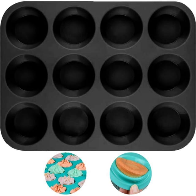 Fliti Silikon-muffinform Mit 12 Mulden – Antihaftbeschichtung, Ofen- Und Spülmaschinenfest, Ideal Für Cupcakes Und Kleine Kuchen