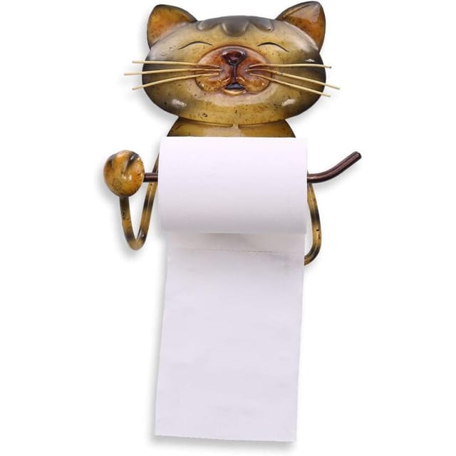 Fliti Wand-toilettenpapierhalter Aus Eisen Mit Elegantem Katzenmotiv – Robuster Toilettenpapierhalter, Mattschwarze Oberfläche, Inklusive Wandhalterung