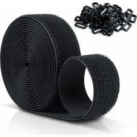 Fliti Wiederverwendbare Nylon-klettbänder – 10 M × 25 Mm, Schwarz, 50er-packung Mit Kunststoffschlaufen, Verstellbar Und Kein Zuschneiden Erforderlich
