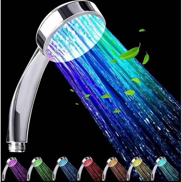 Fliti Hochdruck-led-duschkopf Mit 7 Wechselnden Farben – Chrom-finish, Universell Für Zuhause Und Hotel, 1 Stück