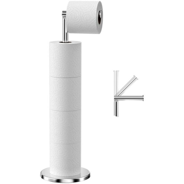Fliti Freistehender Toilettenpapierhalter Aus Edelstahl Mit Robustem, Rostfreiem Sockel – Silberfarben, Stabil Und Elegant.