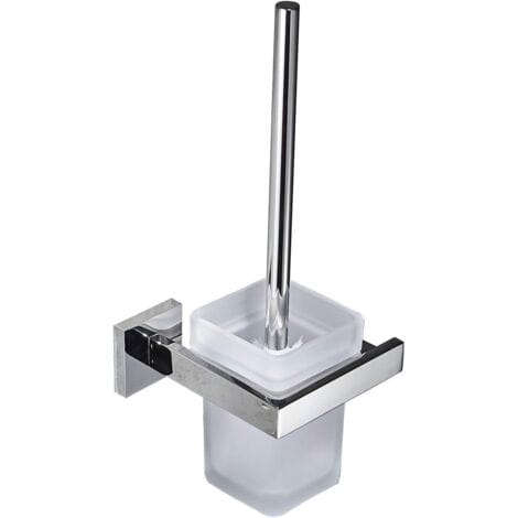 Fliti Wand-wc-bürstenhalter Aus Edelstahl Und Verchromtem Glas, Elegantes Und Langlebiges Design, Einfach Zu Montieren Und Zu Reinigen
