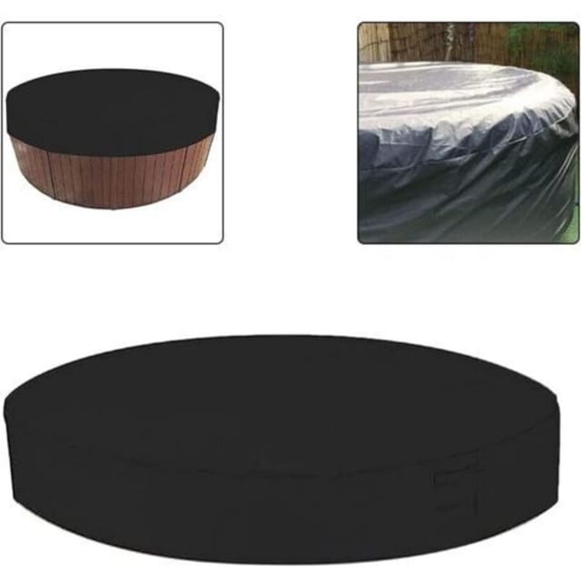 Fliti Runde Whirlpoolabdeckung 200 Cm – Silberbeschichtetes Polyester-taft – Uv-schutz Und Optimale Wasserdichtigkeit – Verstellbare Befestigung