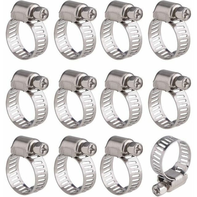 Fliti Verstellbare Edelstahl-schlauchschellen – 12er-pack, Verstellbarer Durchmesser 9 Bis 16 Mm, Zuverlässige Schlauchbefestigung