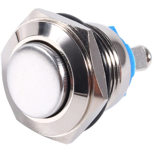 Fliti Wasserdichter Druckknopf 16 Mm Silbermetall – Momentan Ein/aus 12v Für Autohupe – Einzeln Erhältlich