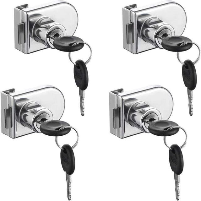 Fliti Sicherheitsschlösser Für Glasvitrinen – 4er-pack, Bohrfrei, Zinklegierung, Geeignet Für Glasstärken Von 5–8 Mm, Mit 8 Schlüsseln