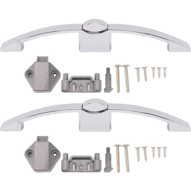 Fliti Druckknopfverschluss Für Schränke   – 2 Sets, Chrom, 160 Mm Lochabstand, Mit Griff – Ideal Für Wohnmobile Und Boote