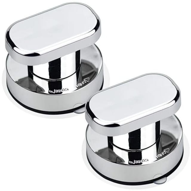 Fliti Saugnapf-türgriffe Für Glas - 2er-pack, Starke Befestigung Ohne Bohren, Silber, Geeignet Für Badezimmer, Schrank Und Schublade