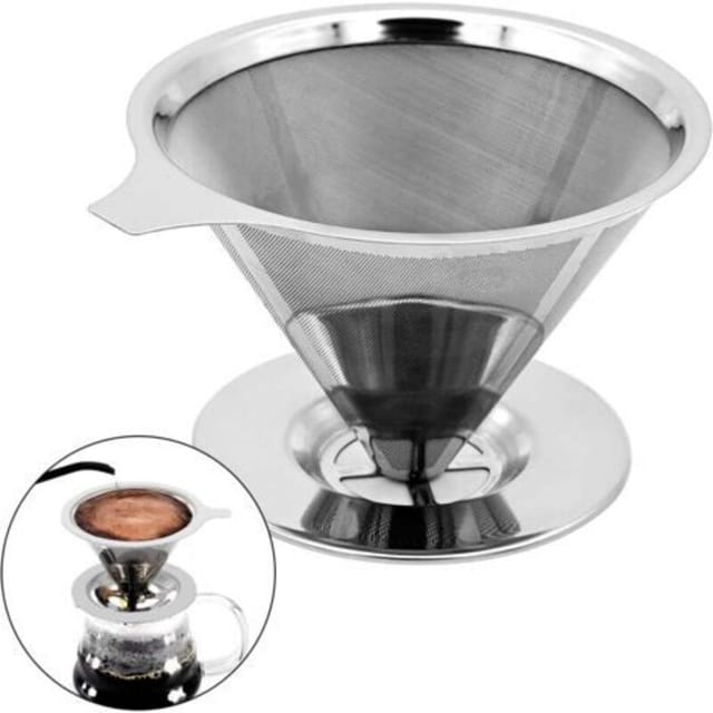 Fliti Permanenter Edelstahl-kaffeefilter, 300 Mesh, Wiederverwendbar, Papierlos, Kompatibel Mit Kegel-kaffeemaschinen Für 1 Bis 4 Tassen