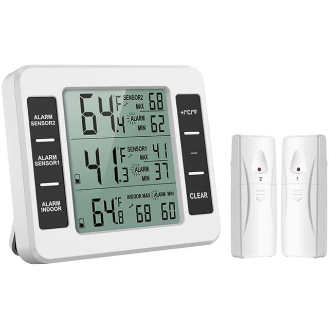 Fliti Digitalthermometer Für Kühlschrank Und Gefrierschrank – Hintergrundbeleuchtetes Lcd-display, Ip65 Wasserdicht, Präzise Messung ±0,5 °c