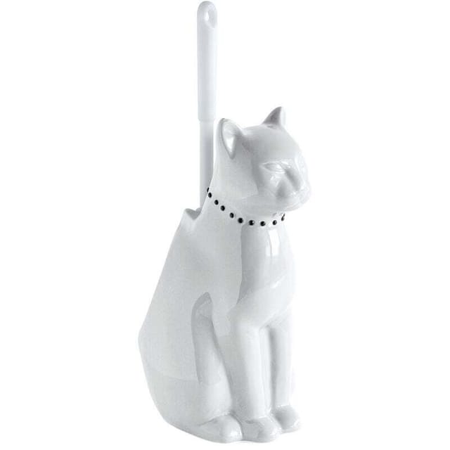 Fliti Keramik-wc-bürstenhalter Im Weißen Katzen-design – Elegante Und Funktionale Wc-bürste Fürs Badezimmer