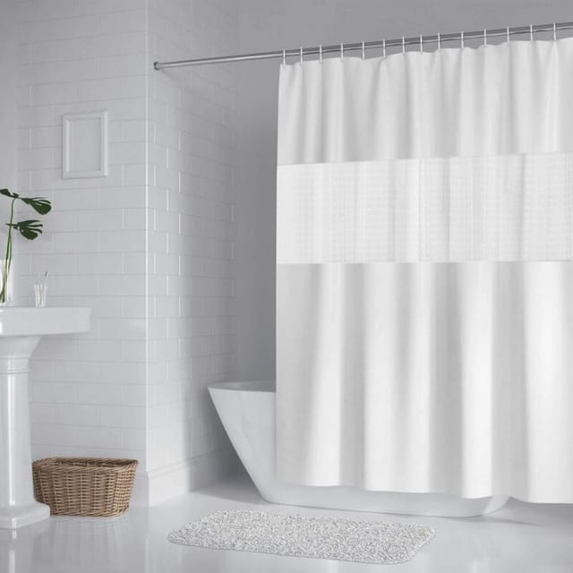 Fliti Wasserdichter Duschvorhang 200 X 180 Cm Aus Eva Und Polyester, Schimmelresistent, Weiß — 1 Stück