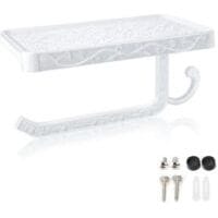 Fliti Wand-toilettenpapierhalter Fürs Badezimmer   – Ständer Mit Ablagefläche, Weiß, Modernes Und Praktisches Design
