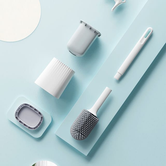 Fliti Weiche Und Hygienische Silikon-toilettenbürste Mit Wandhalterung – 1 Stück, Flaches Design Und Leicht Zu Reinigen Fürs Badezimmer