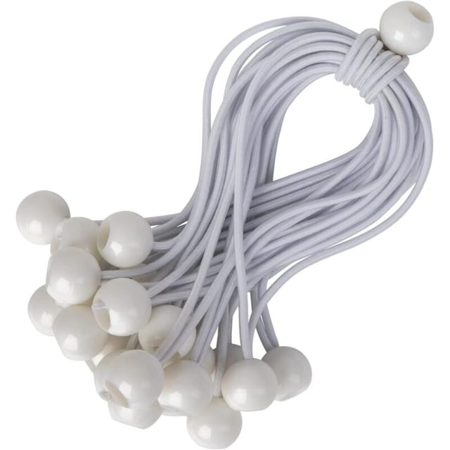 Fliti Gummibänder Mit Kugeln (25 Stück, 15 Cm) – Strapazierfähige Universal-gummibänder Für Camping, Gepäck Und Planen – Weiß
