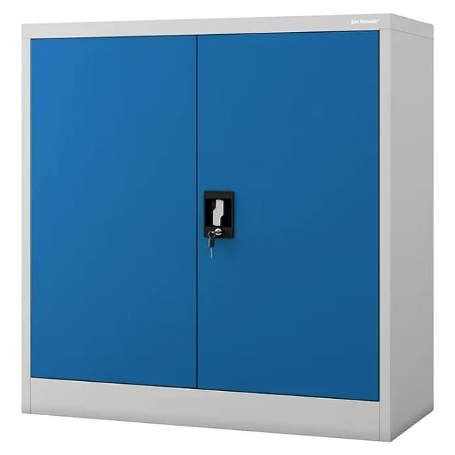 C001b Kleiner Aktenschrank Abschließbar Büroschrank Metallschrank Wertfachschrank 92,5 Cm X 90 Cm X 40 Cm Grau - Blau - Jan Nowak