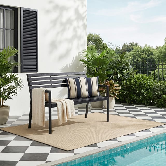 Woltu 2-3 Sitzer Gartenbank Parkbank Mit Armlehne, 115cm Terrassenbank Balkonbank Bis 280 Kg Belastbar, Für Balkon Terrasse Garten Veranda Park, Schwarz