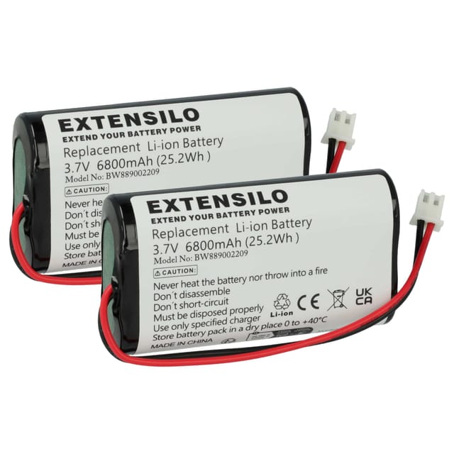Extensilo 2x Akku Ersatz Für Sigor 4508401 Für Tischlampe, Nachttischlampe (6800 Mah, 3,7 V, Li-ion)