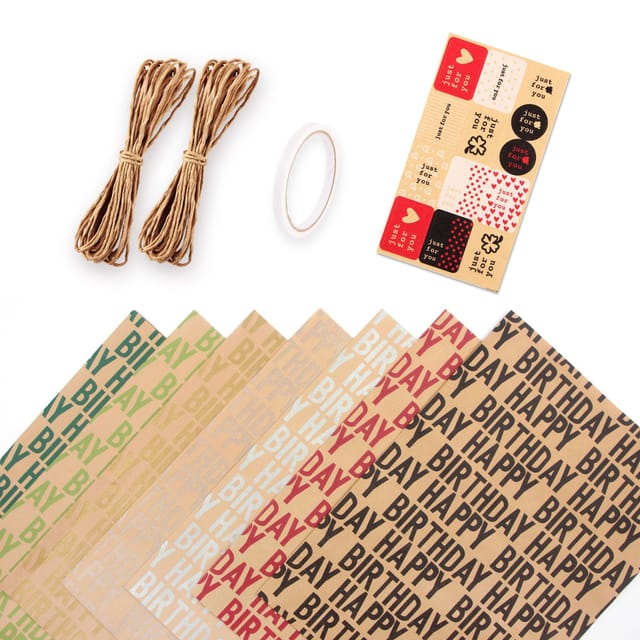 Geschenkpapier Zum Geburtstag, Retro-streifen-kraftpapier