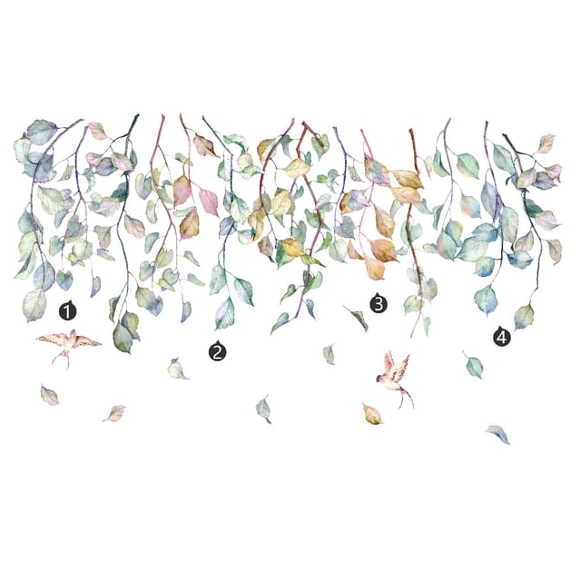 Aquarelle Feuille Verte Vigne Chambre Décoration Papier Peint S