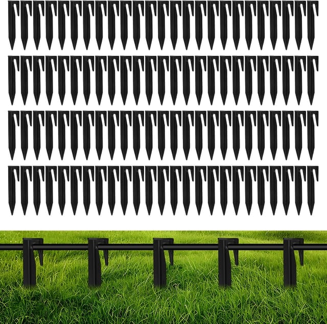 100 Pcs Robotic Lawn Mower Wire Pegs, 8.5cm Cable Fixing Pegs Peripheral Anchor Pegs Heavy Duty Plastic Garden Stakes Compatible With Gardena Husqvarna Worx Bosch