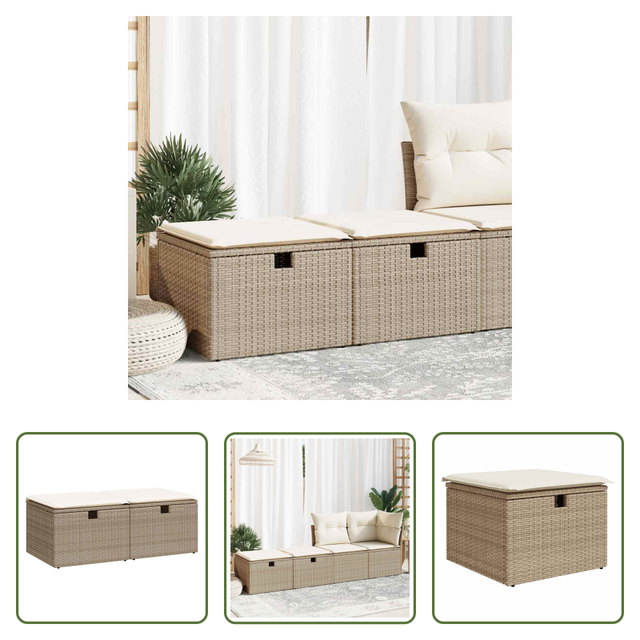 Gartensofa - 2-tlg. Garten-sofagarnitur Mit Kissen Beige Poly Rattan Akazie