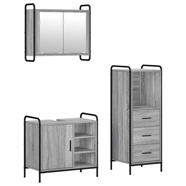 Badezimmerschrank-set 3 Stk. Sonoma-grau 40 X 36 X 109,5 Cm Vidaxl