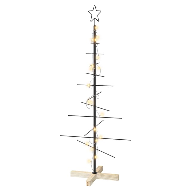 Metall Weihnachtsbaum Kuopio 120 Cm Warmes Weiß Stahl Schwarz Vidaxl