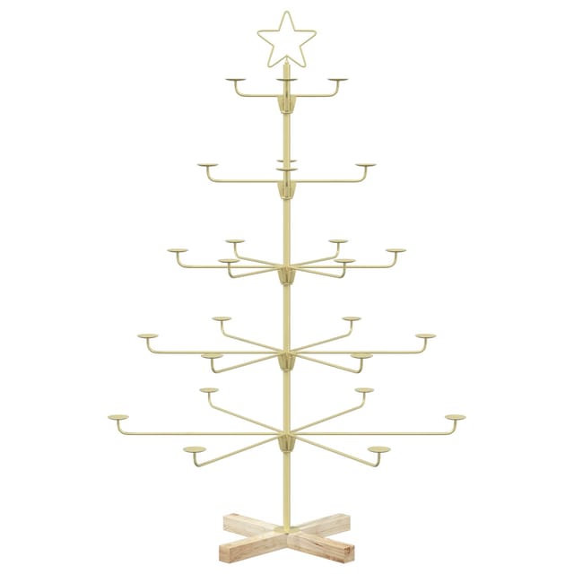 Metall-weihnachtsbaum Mit Halter Kuopio 125 Cm Stahl Gold Vidaxl