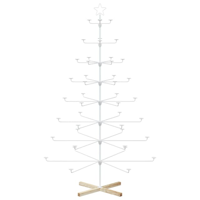 Metall-weihnachtsbaum Mit Halter Kuopio 210 Cm Stahl Weiß Vidaxl