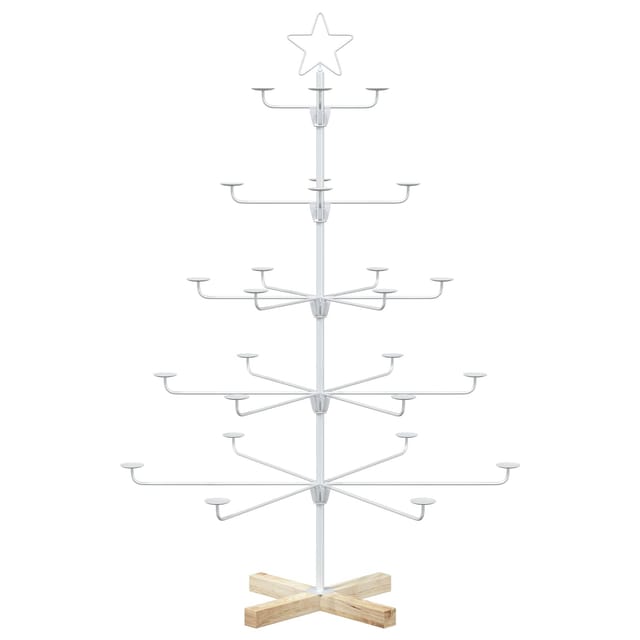 Metall-weihnachtsbaum Mit Halter Kuopio 125 Cm Stahl Weiß Vidaxl