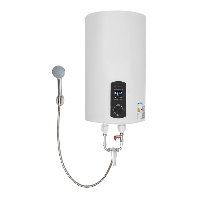 Elektrischer Warmwasserspeicher 220 V, 30 L, Wandboiler, Mit Leckageschutz, Praktische Dusche Und Temperaturanzeige, 2000 W (weiß, 30 L)