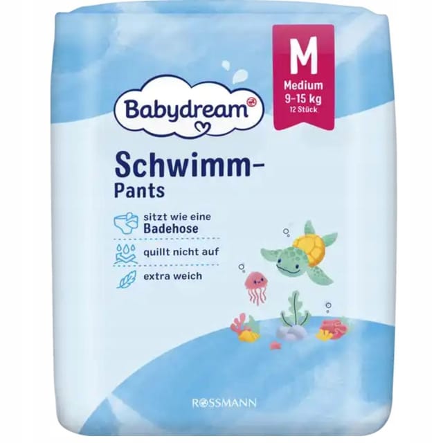 Babydream Schwimmwindeln, Medium, 9-15 Kg, 12 Stück.