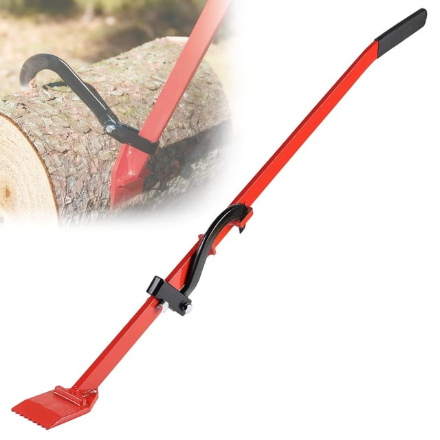 130 Cm Fällhebel Mit Gebogenem Haken, 300 Kg Tragkraft, Universelle Fällhilfe Und Kettensägenhalterung Zum Rollen, Schneiden Und Heben Von Stämmen, Rot