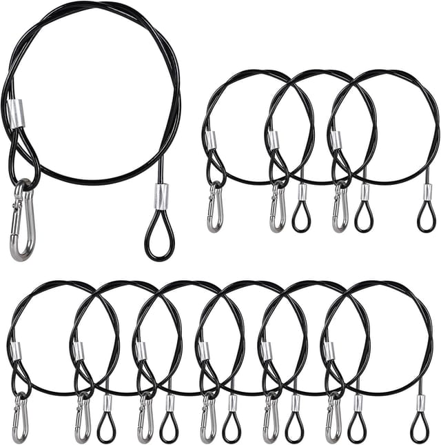 10 X 52 Mm Edelstahl-sicherheitsseile Mit Karabinerhaken Nr. 4, 3 Mm Tragseile Mit Transparenter Pvc-ummantelung, Tragfähigkeit 25 Kg