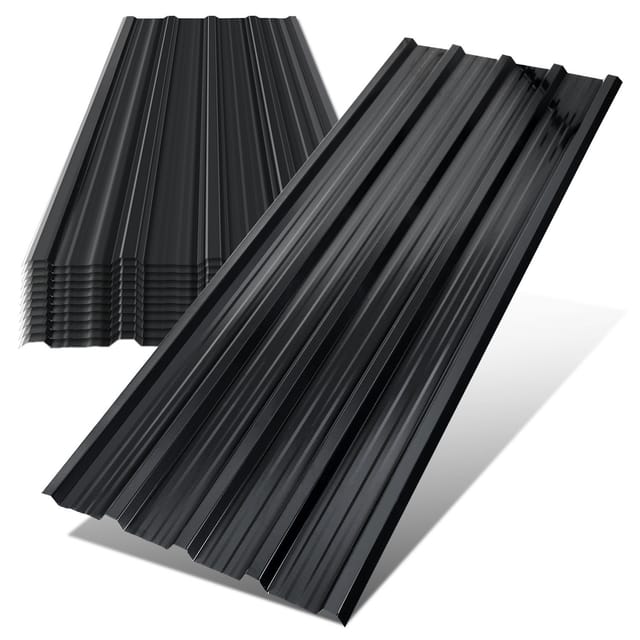 Tolletour 12x Trapezblech Aus Verzinktem Stahl 129×46 Cm Trapezblech / Profilblech Dachblech 7 M² Anthrazit Für Geräteschuppen & Gartenhaus